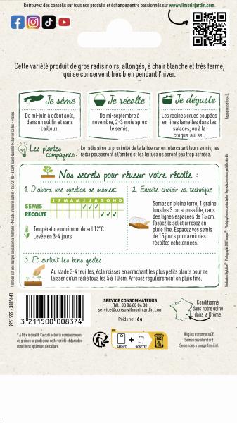Potagères - Radis noir long d'hiver - Légumes d'Autrefois - MEDIA_PACKAGING_VERSO